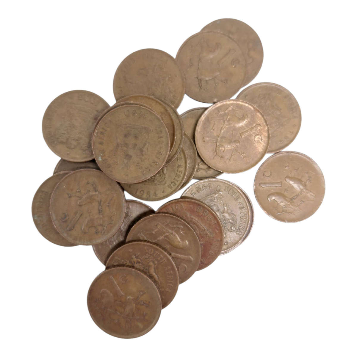 South Africa 1 Cent Coins  1980s (Lot of 25)