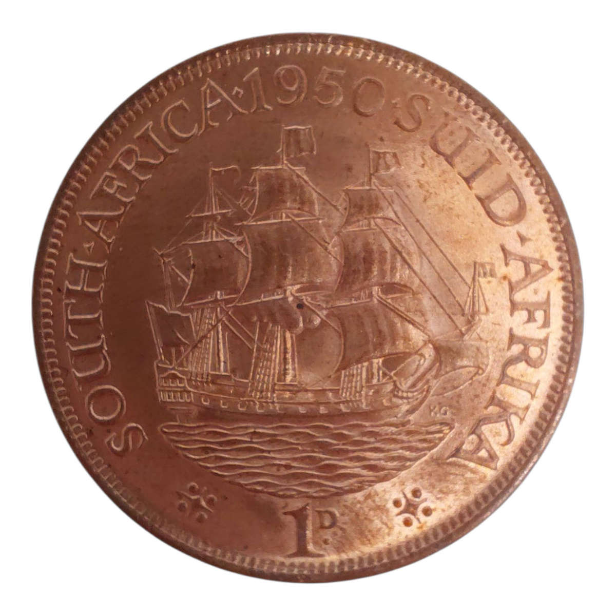 1950 South Africa 1 Penny  George VI  Bronze  KM#34.1