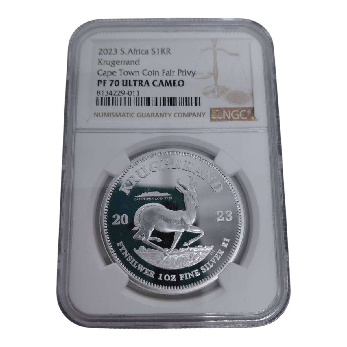 2023 South Africa 1 oz Silver Krugerrand  Cape Town Coin Fair Privy  Proof PF-70 UC (Ultra Cameo)