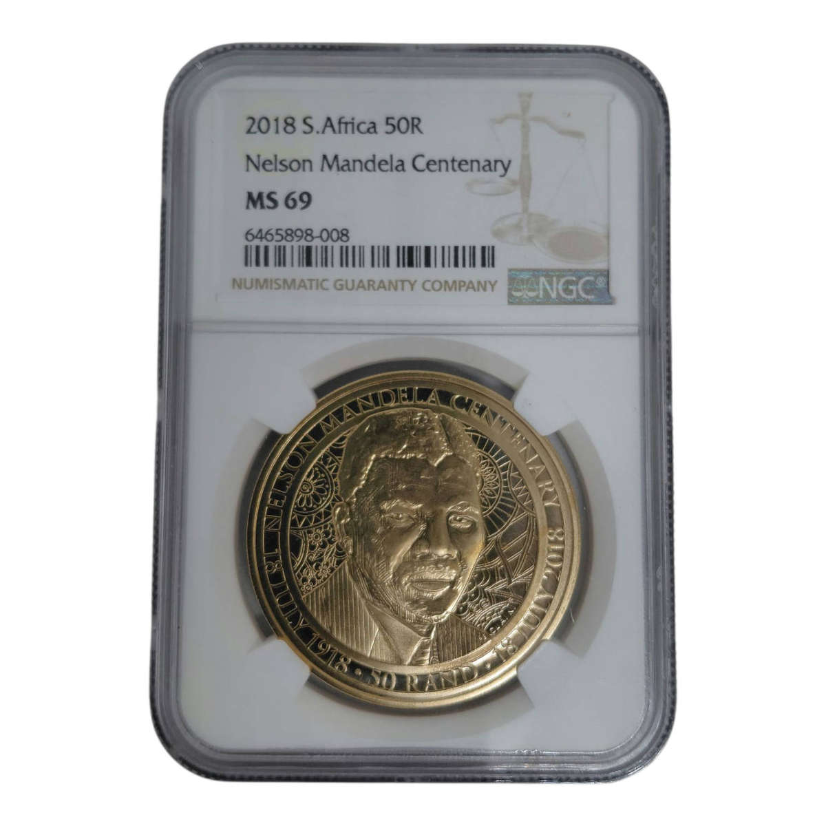 2018 South Africa R50 Nelson Mandela Centenary Coin  MS69 (NGC Certified, Brass Alloy)