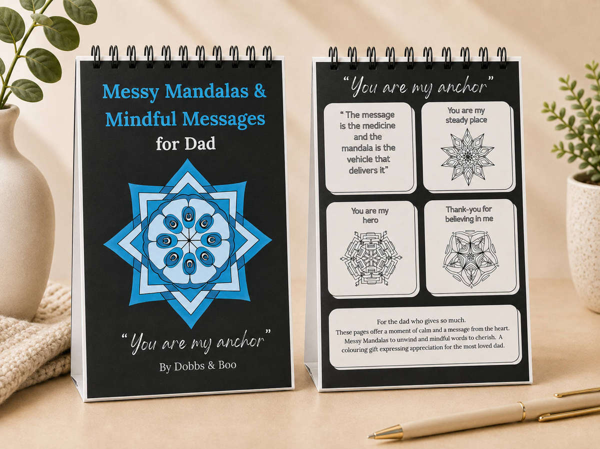 A5 Messy Mandalas and Mindful Messages for Dad colouring book