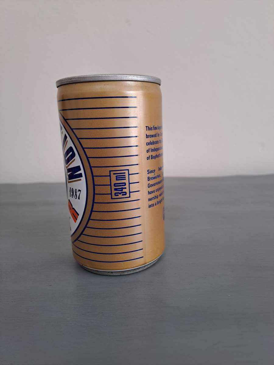 1987 Celebration Lager Beer, Bophuthatswana, 340ml, Sealed and full.