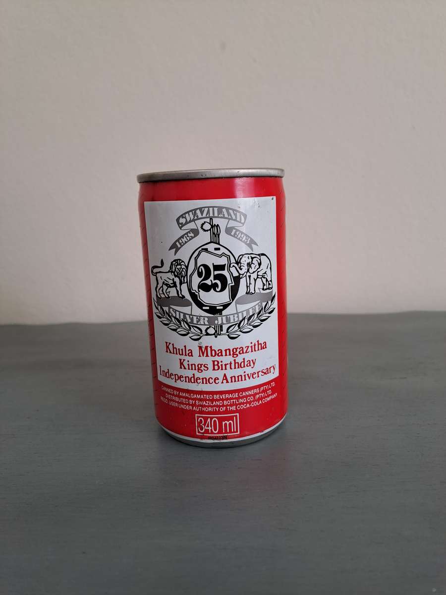 1993 Coca Cola Sealed Can, Swaziland 25th Independence Anniversary, 340ml