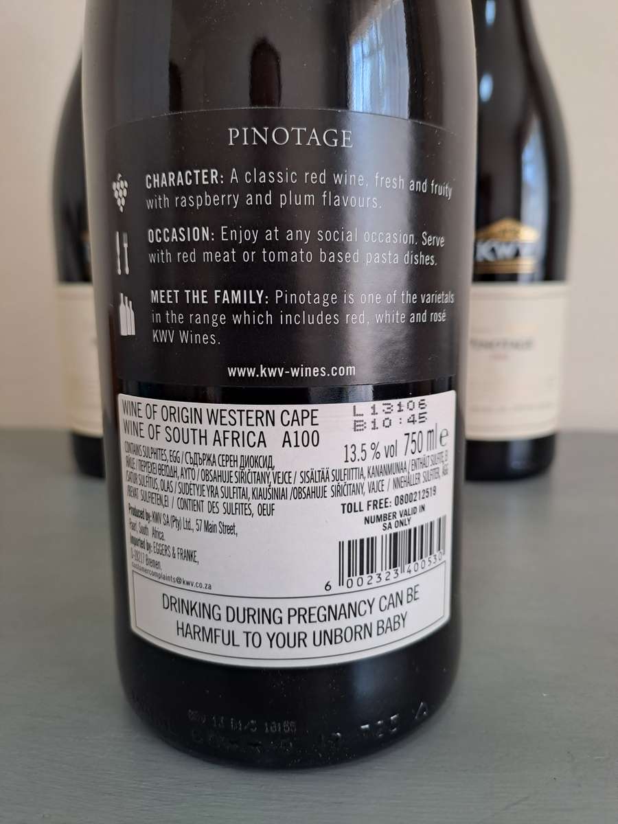 1 x 2012 KWV Classic Collection Pinotage, 750ml, 13.5%, Sealed and full