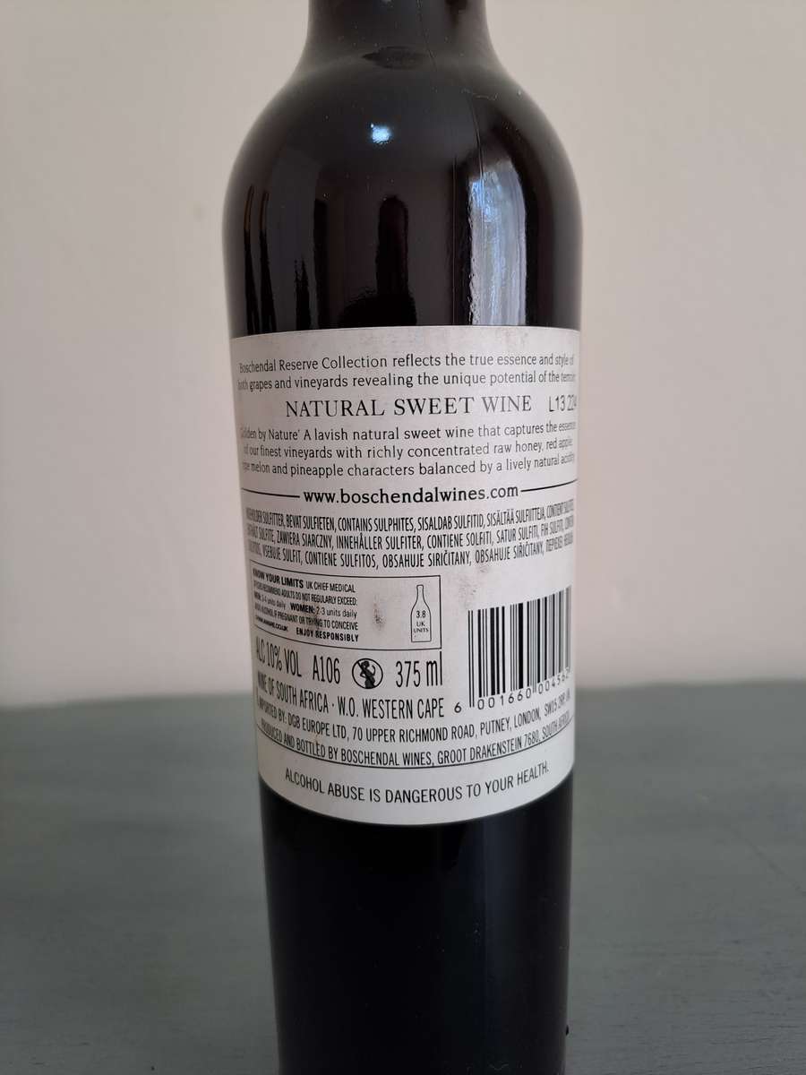 2012 Boschendal Vin d'Or Wine, Reserve Collection, 375ml, 10%