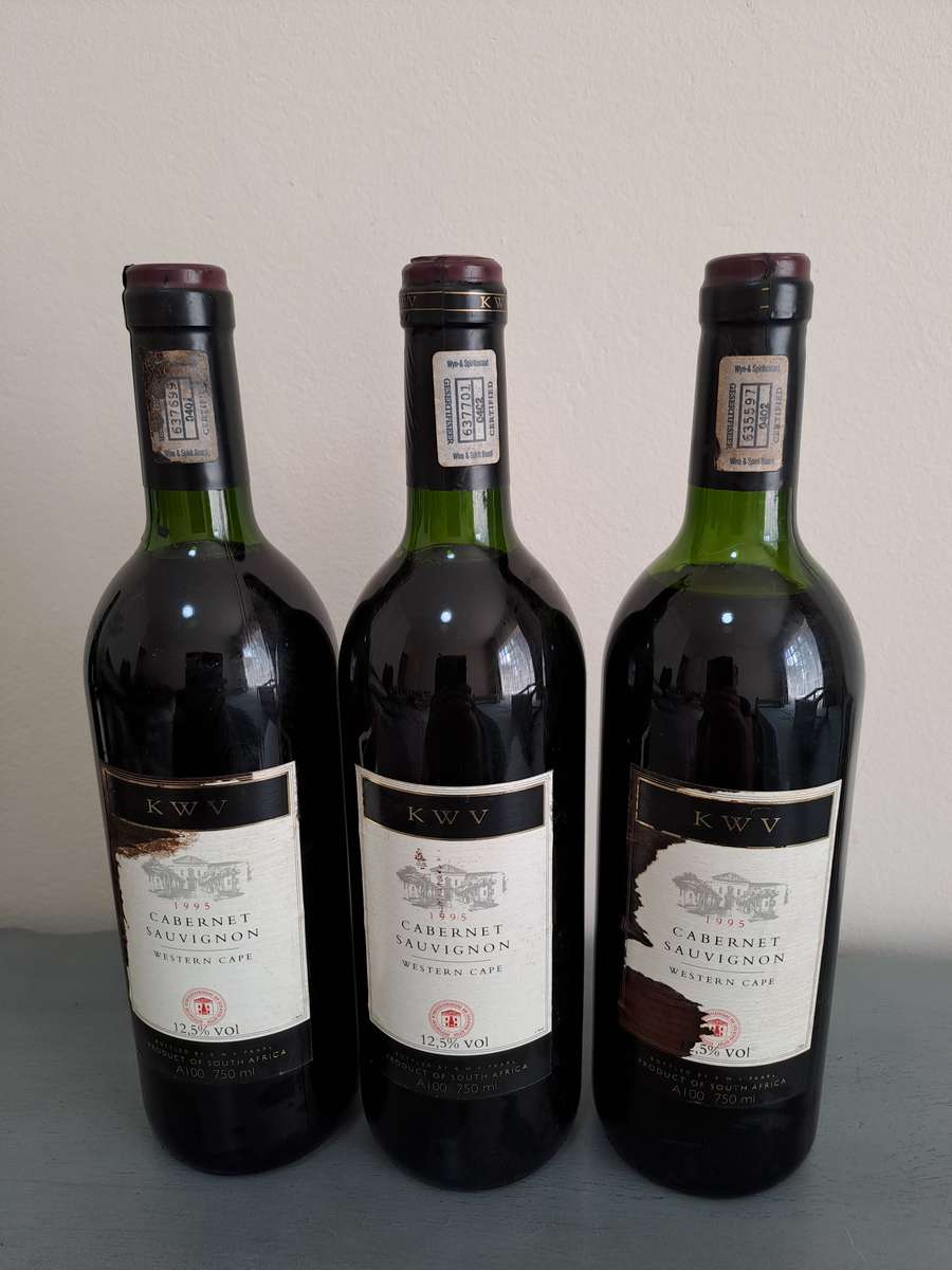 3 x 1995 KWV Cabernet Sauvignon Wine, 750ml, 12.5%