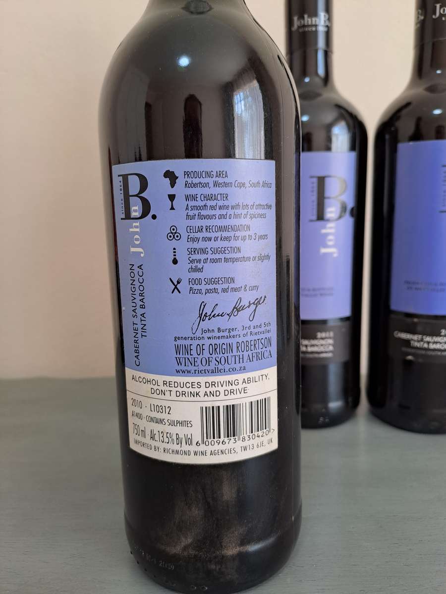 1 x John B Cabernet Sauvignon Wine, 2 x 2010, 1 x 2011, 1 x 2012, 750ml, 13.5%