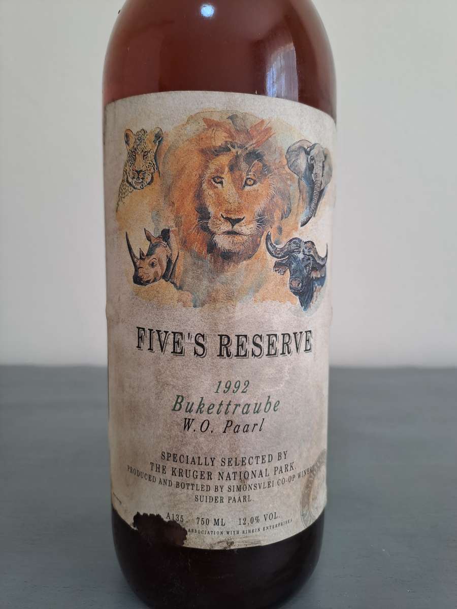 1992 Five's Reserve, Speciality selected by the Kruger National Park. 750ml, 12%