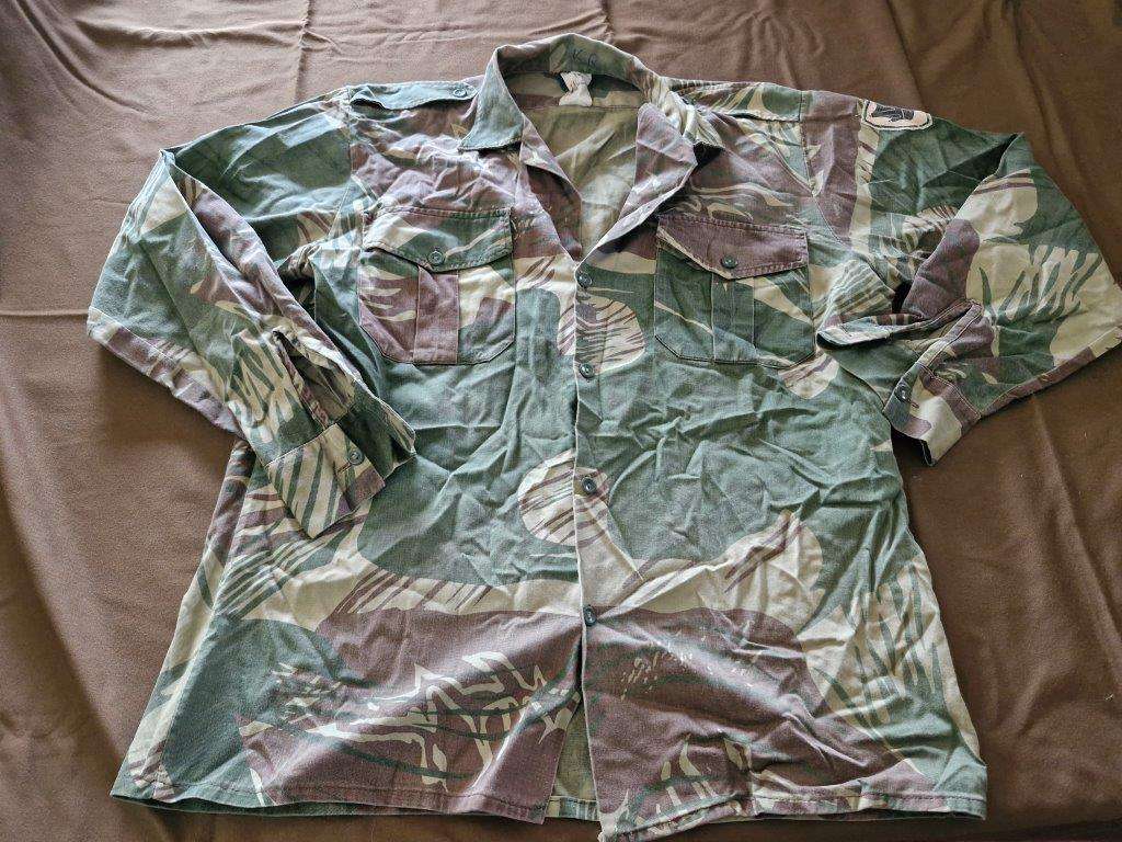 Rhodesian Bush War Camo Long sleeve Shirt by Statesman. 60 Cm Armpit to armpit. BSAP Umtali Patch