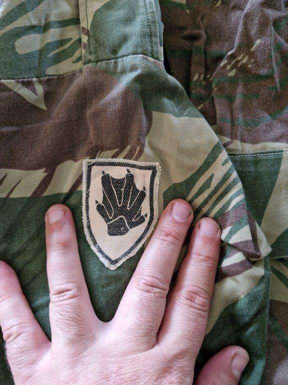 Rhodesian Bush War Camo Long sleeve Shirt by Statesman. 60 Cm Armpit to armpit. BSAP Umtali Patch