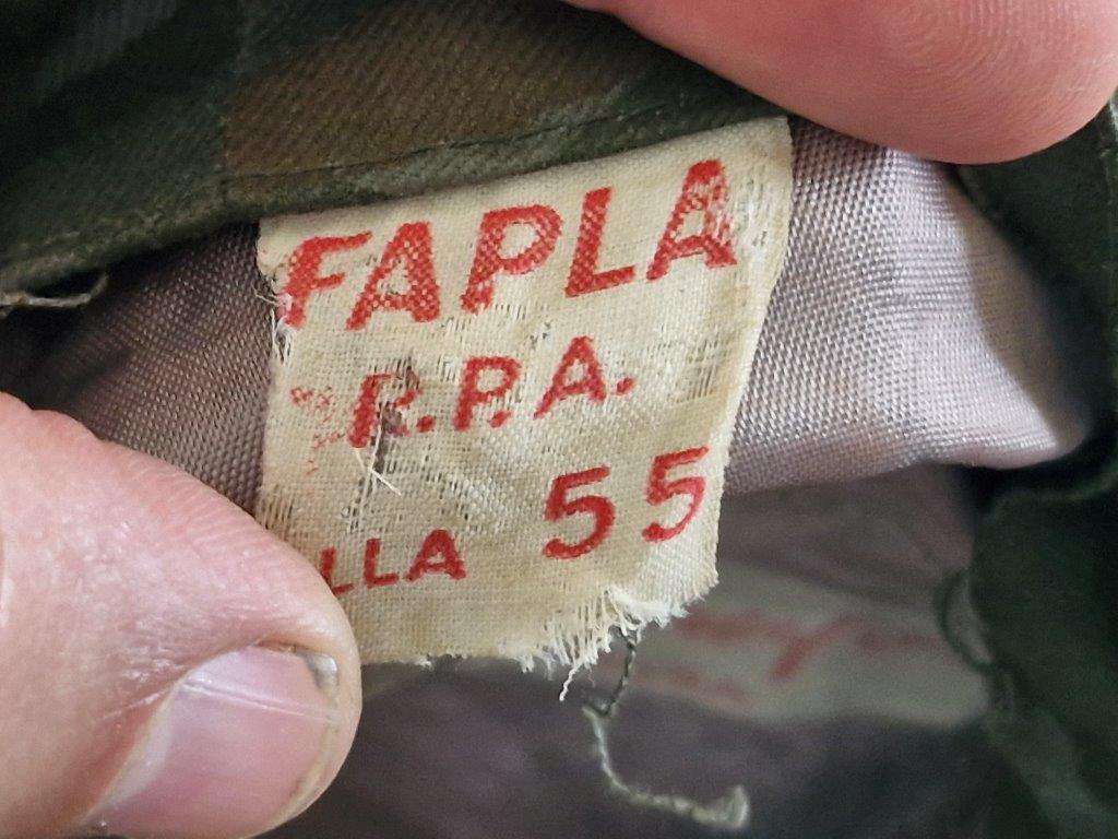 South African Bush War FAPLA Lizard pattern camo Cap. Size 55. Peak broken.