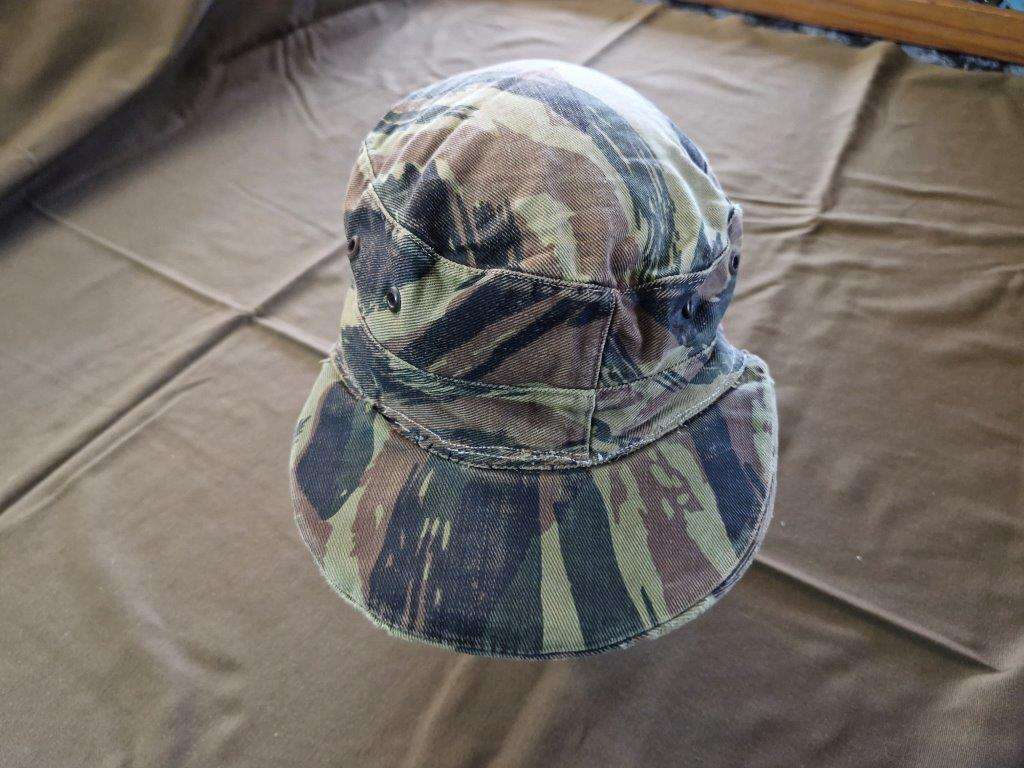Unknown Lizard/Tiger stripe Camo pattern cap. 58 Cm. Has field repairs.