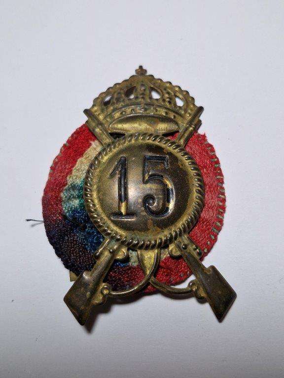WW2 Italian Army 15th Infantry Unit Helmet Badge. On set of Fastening plates missing.