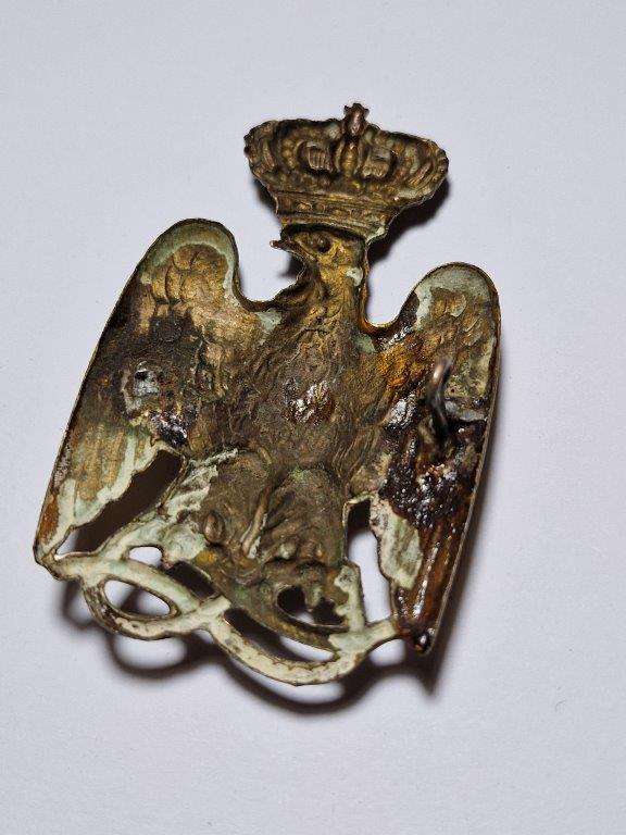 WW2 Italian Africa Colonial Fascist PAI Police Helmet Badge. Missing one Lug.