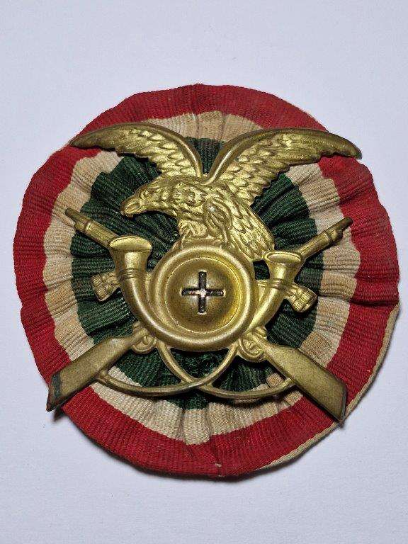WW2 Italian Alpine troop Helmet Badge. Fastening plates intact.