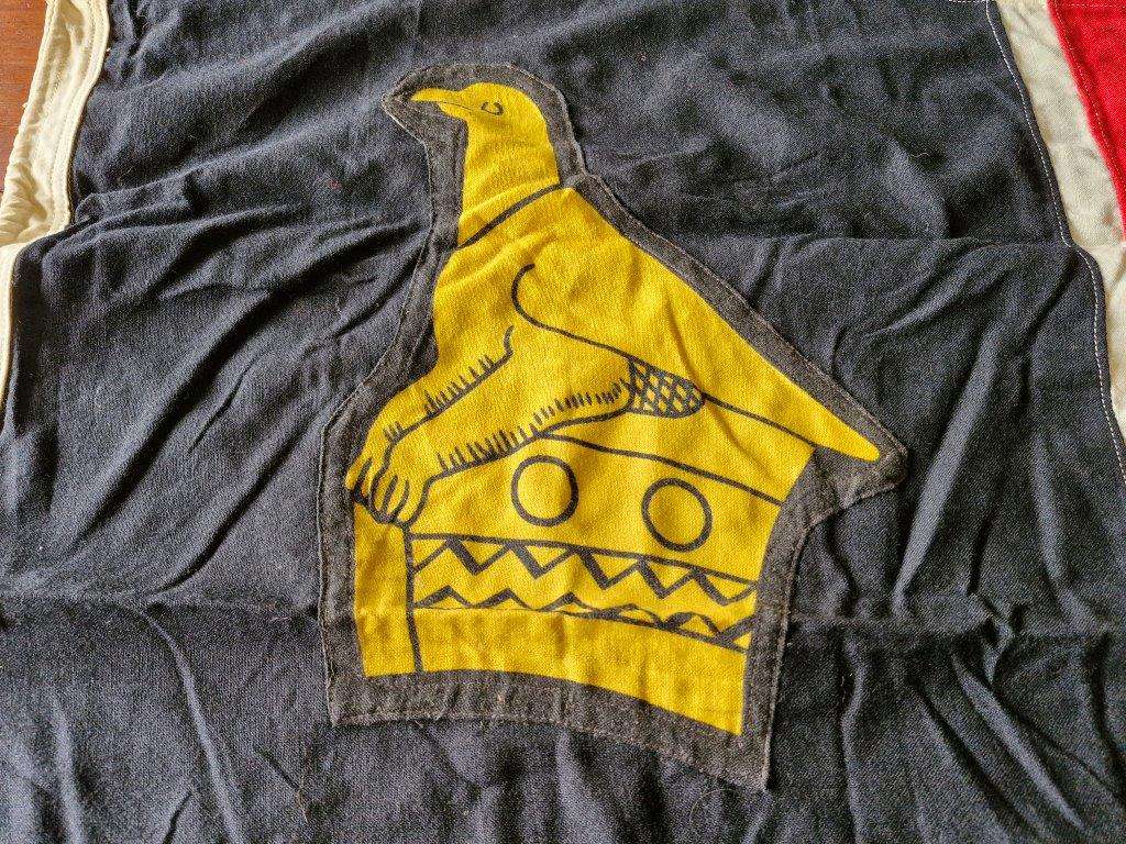 Zimbabwe Rhodesian flag. Rope and toggle intact. Maker William Smith and Gourock. 85 Cm x 185 Cm