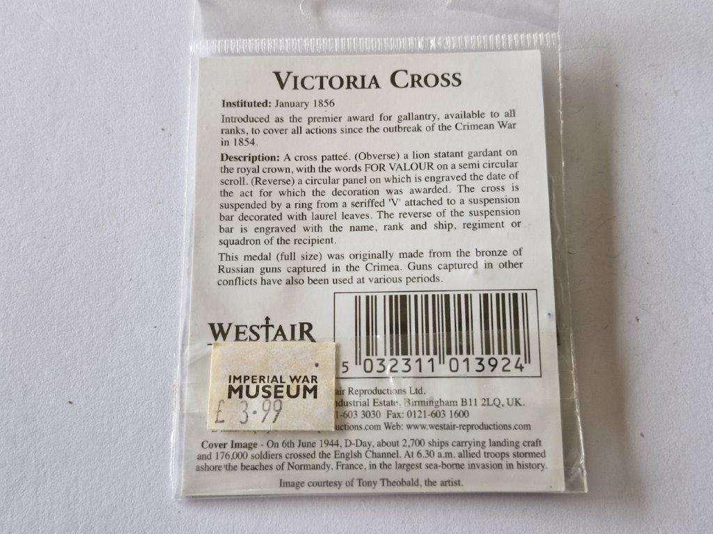 Miniature Copy Victoria Cross Medal from Imperial War Museum