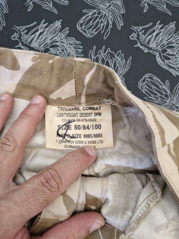 British Desert DPM Camo Trousers. 40 Cm Across waist.