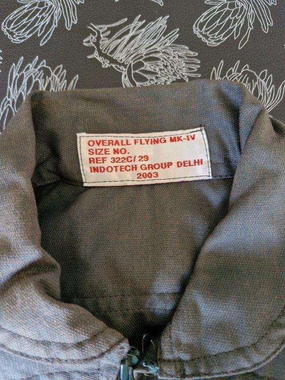 Indian Army Flight Suit Mk-IV. 57 Cm Armpit to Armpit. Faded in places