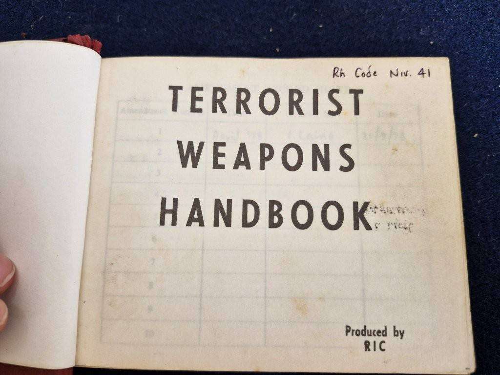 Rhodesian Terrorist Weapons Handbook belonging to Superintendent I. Laing