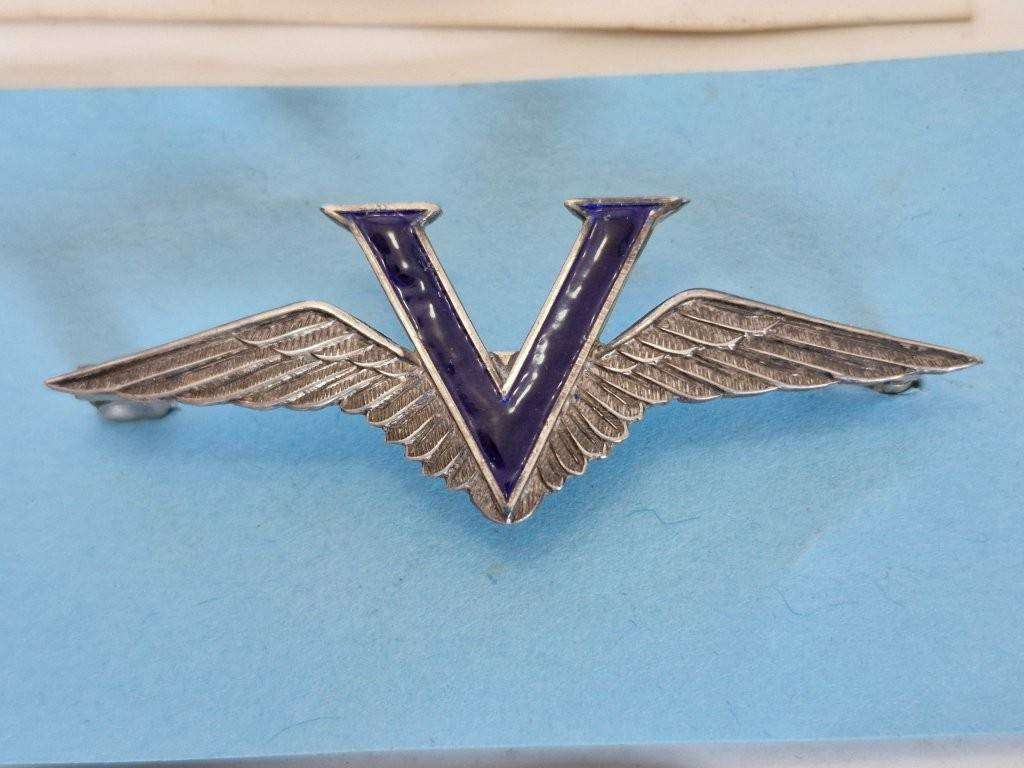 Sterling Silver Air Force Victory sweetheart brooch