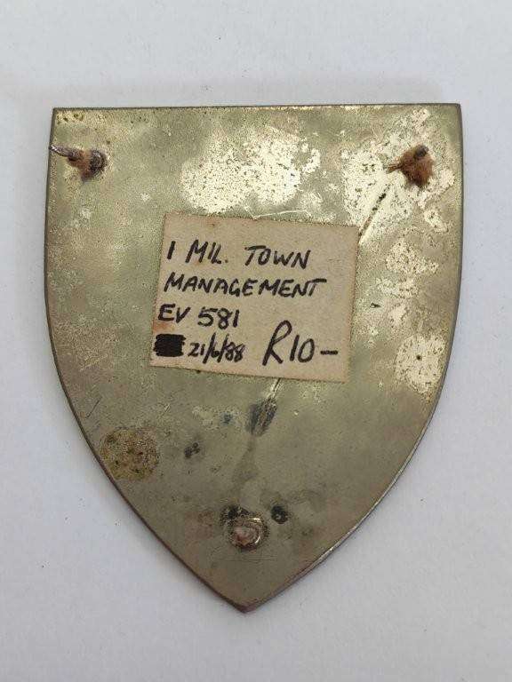 SADF 1 Military Town Management Shoulder flash. Pins Intact.