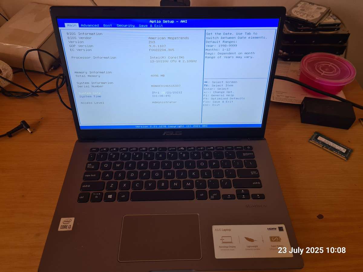 ASUS x409F i3 10th Gen -  4GB ram - Hard drive removed. Charger not included