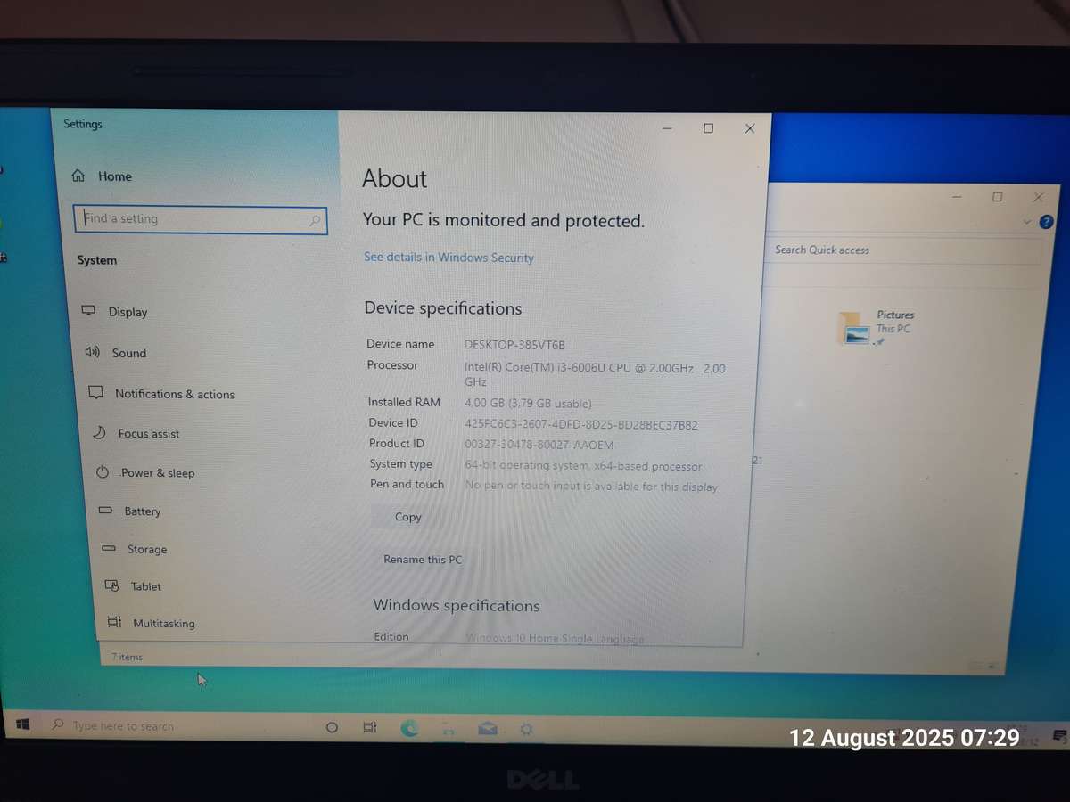 Dell Inspirion 15 - i3 6th gen, 4gb ram - Read decription