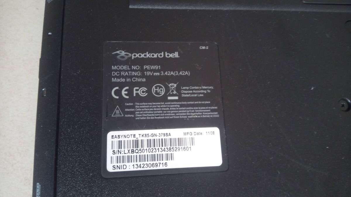 Acer Packard Bell laptop