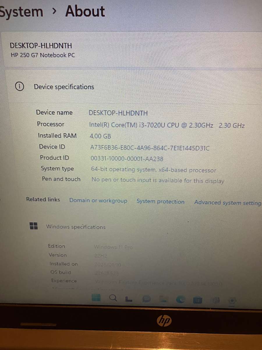 HP 250 G7 notebook i3