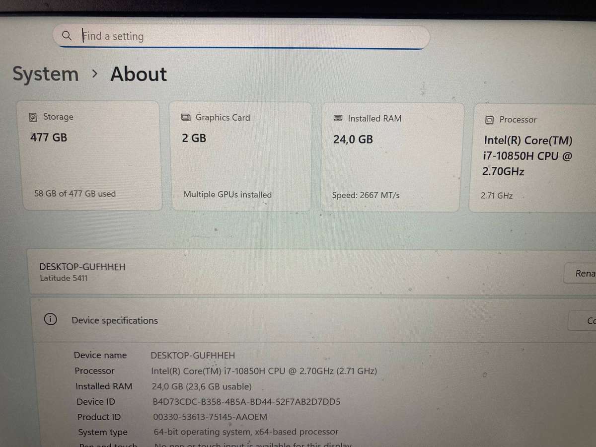 dell 5411 i7 10th generation