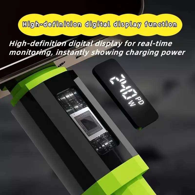 240W Ultra-Fast Charging USB Type-C Data Cable with LED Digital Display