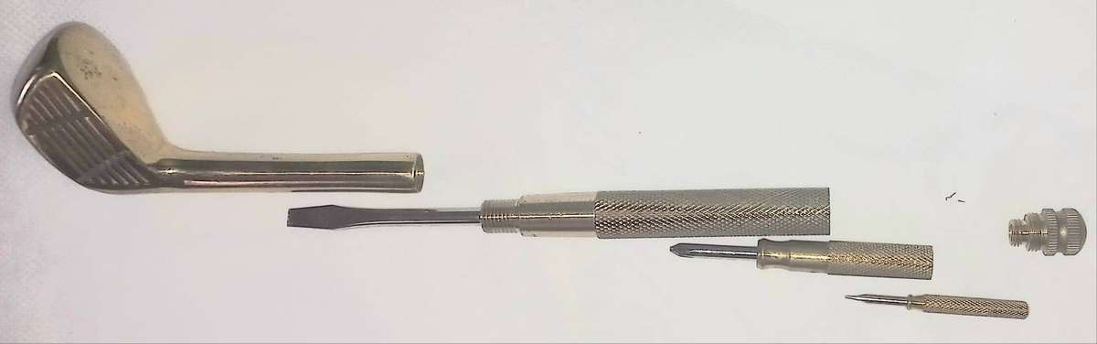 Brass Desk Top Screwdriver set - All-in-One in Golf Club - See Photos