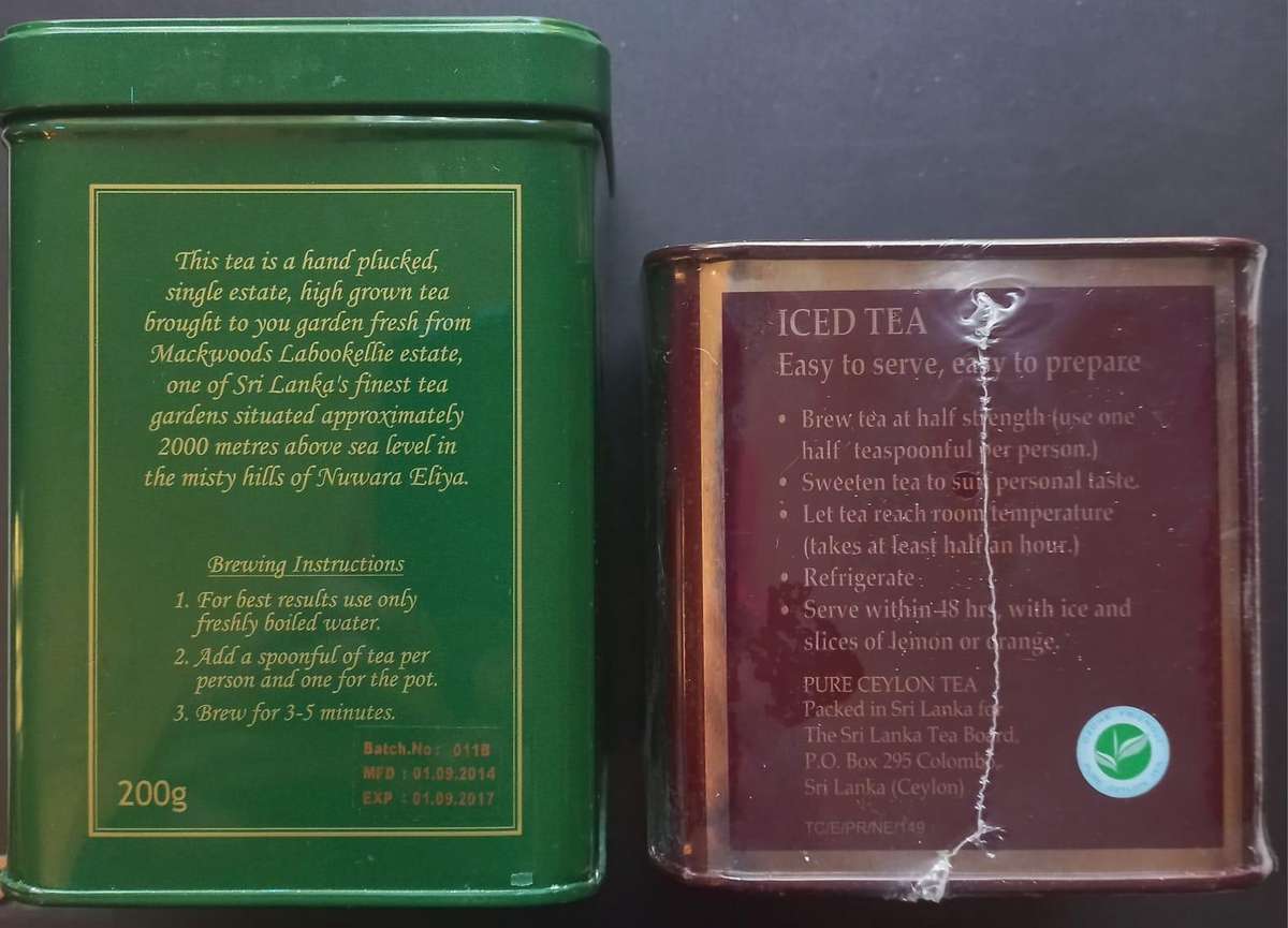 Ceylon Tea Leaves in Tins - 200gm Nett per Tin Packed in Sri lanka