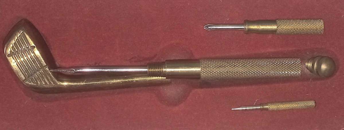 Brass Desk Top Screwdriver set - All-in-One in Golf Club - See Photos