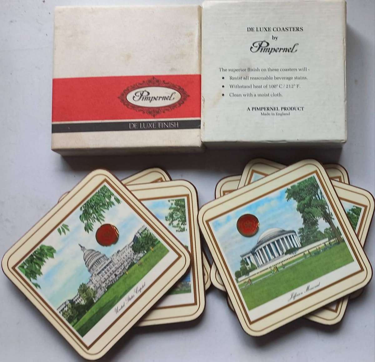 Pimpernel Coasters of Landmarks in Washington DC, USA - Made in England - De Luxe Coasters