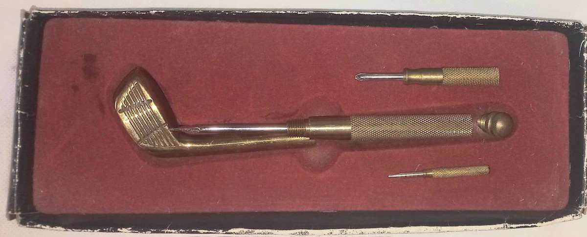 Brass Desk Top Screwdriver set - All-in-One in Golf Club - See Photos