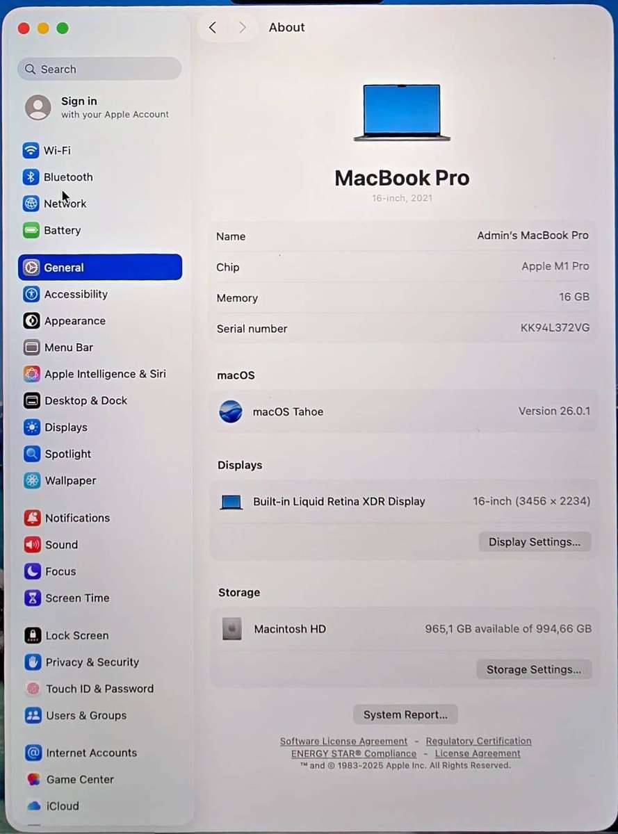 Apple Macbook Pro M1 Pro 16"