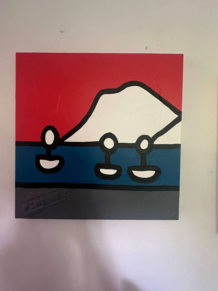 Richard Scott pair of original paintings, coastal modern art 50x50cm