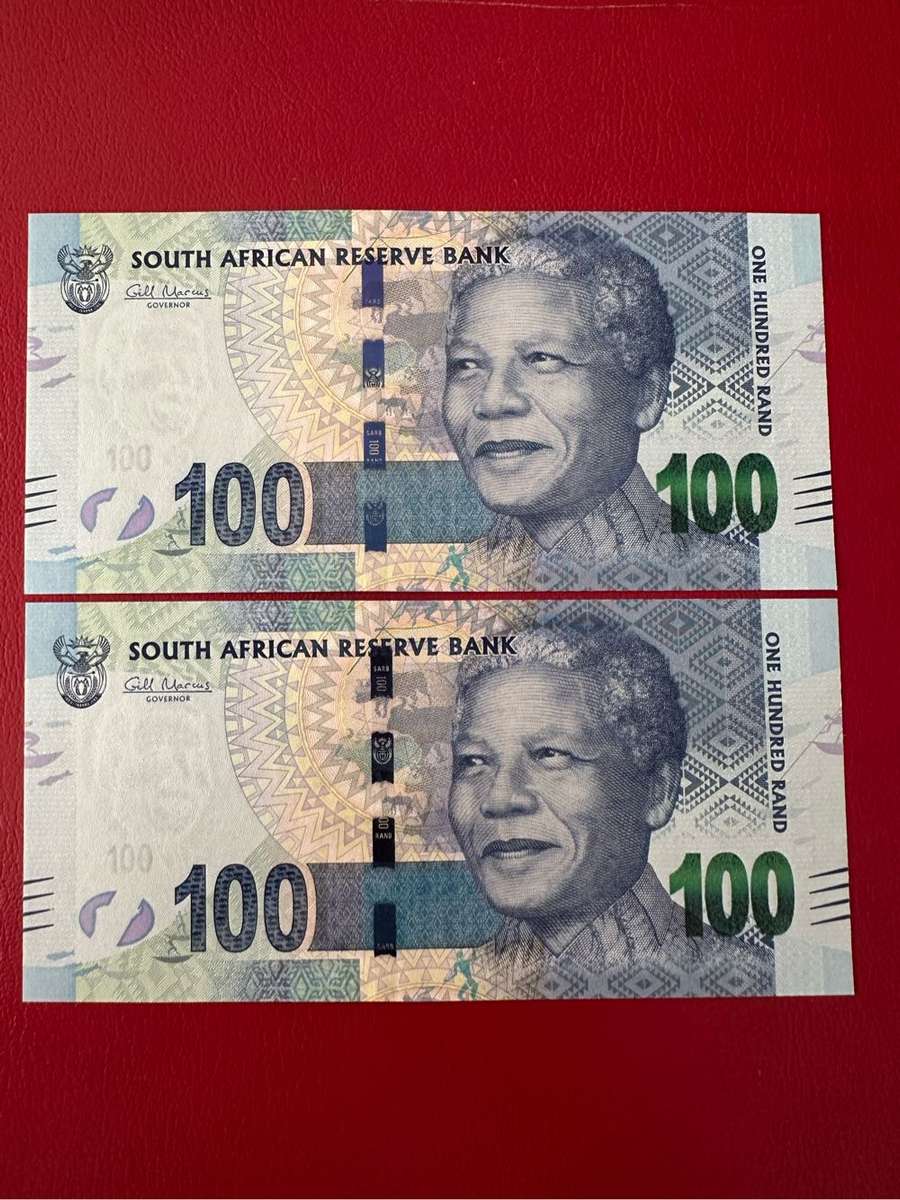 R100 G Marcus 2nd issue unc AA x2 consecutive numbers