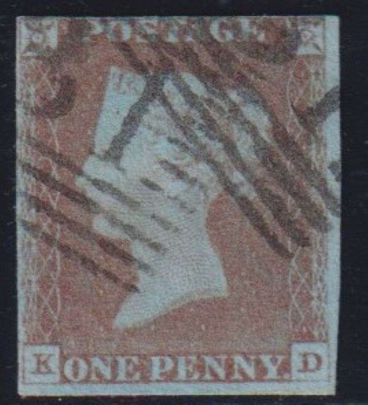 GREAT BRITAIN 1841 1d RED WORN  PLATE 77 FINE USED
