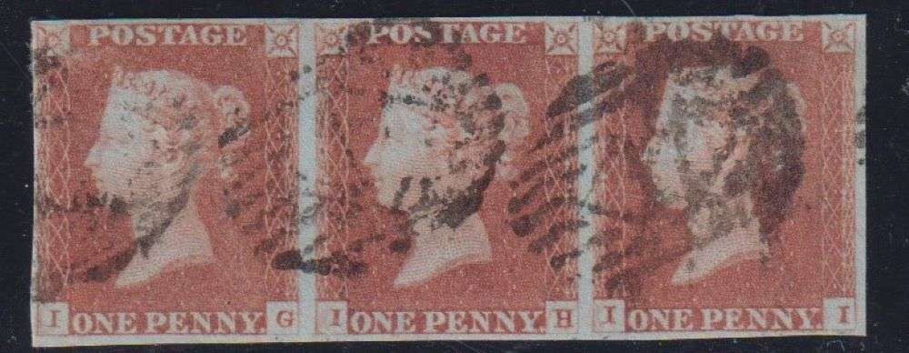 GREAT BRITAIN 1841 1d RED STRIP OF 3  PLATE 78 FINE USED