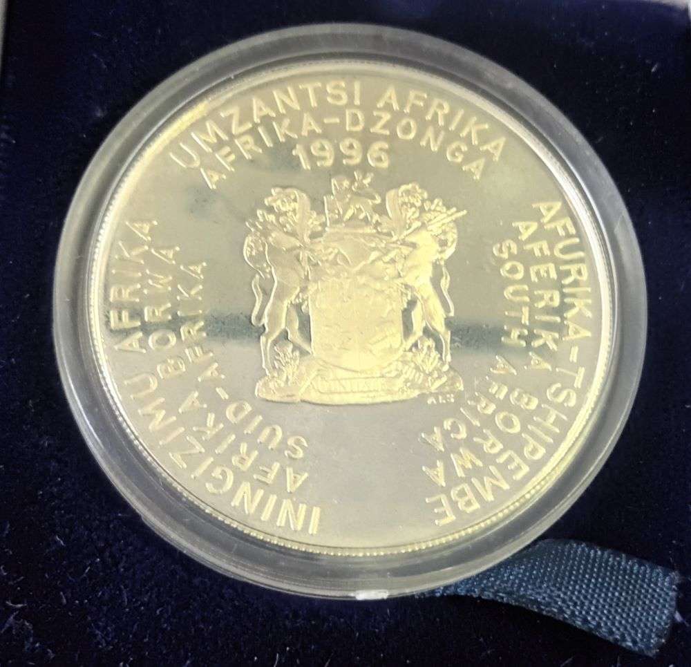 RSA: Silver R2 (1oz) Soccer - African Cup of Nations" of 1996. Mint issue