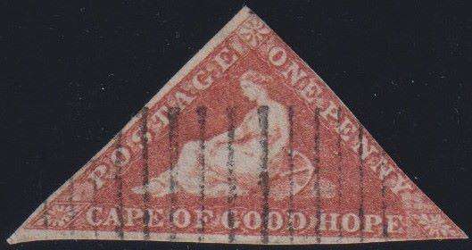 CAPE OF GOOD HOPE 1857 1d  BRICK RED TRIANGLE  USED