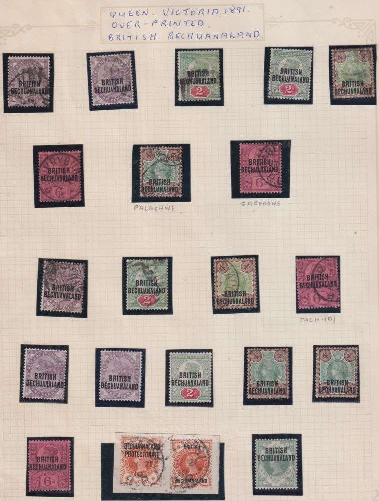 BECHUANALAND 1891 USED/MINT QVIC LOT ON PAGE