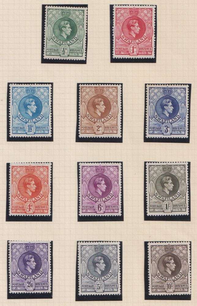 SWAZILAND KGV1 DIFFERENT PERFS FINE HINGED MINT ON PAGES
