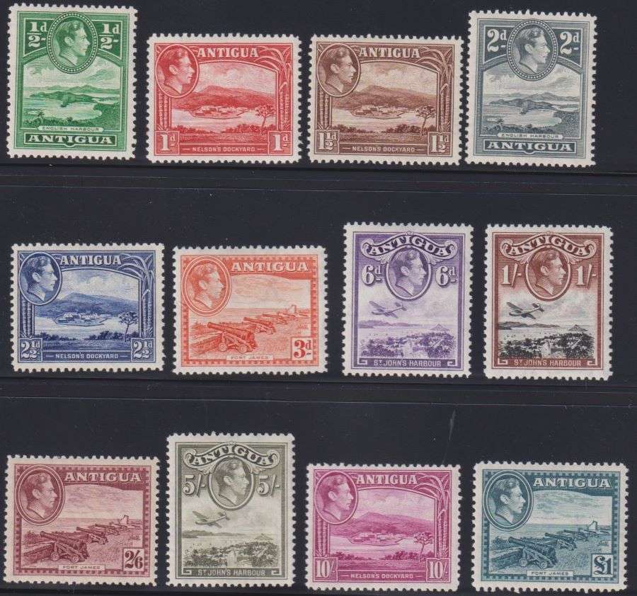 ANTIGUA 1938 KGV1 SET LIGHTLY HINGED  MINT  CV £130