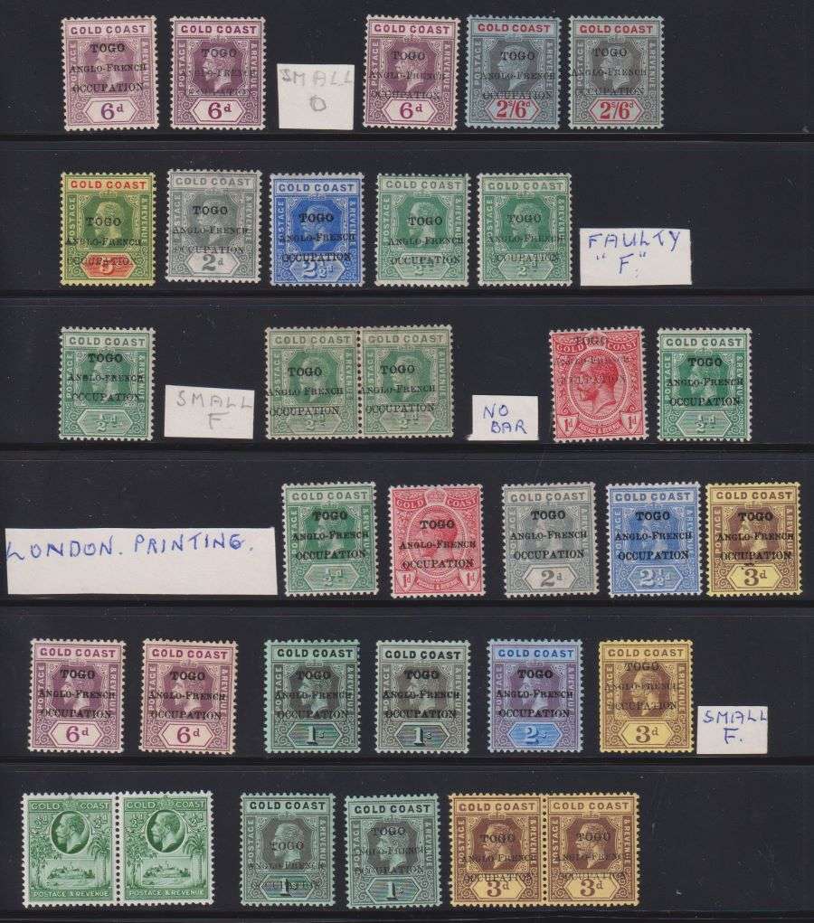GOLD COAST, TOGO OVERPRINTS NICE LOT OF HINGED MINT KGV