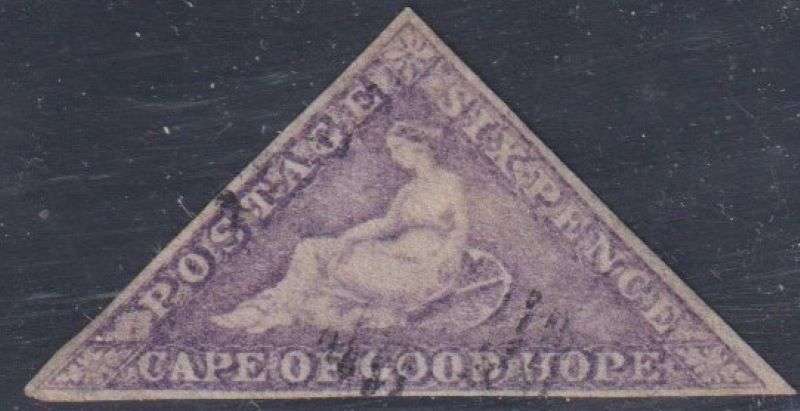 CAPE OF GOOD HOPE 1864 6d TRIANGLE FINE USED  - SCARCE-- SACC 16  CV R22000