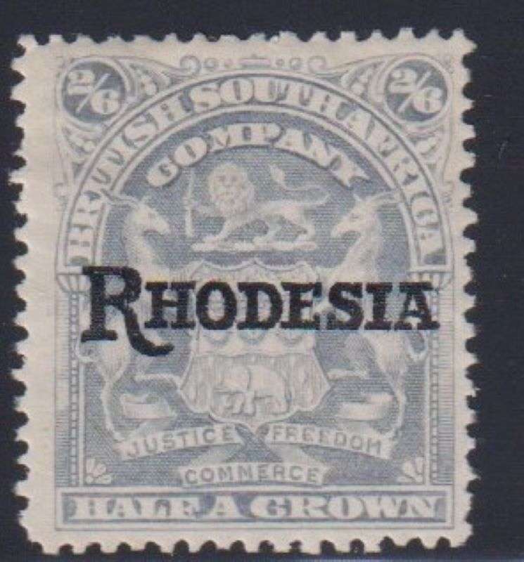 RHODESIA 1909 2/6 "NO STOP AFTER A"   HINGED MINT - SACC 105a R3500